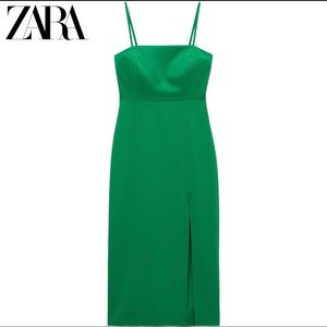Zara Green strap midi dress with slits